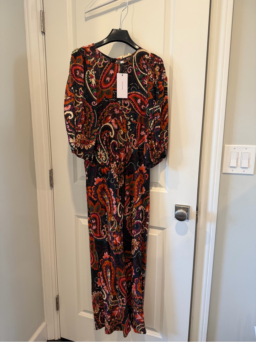 Anthropologie Black Multi Paisley Long Sleeve Maxi Dress